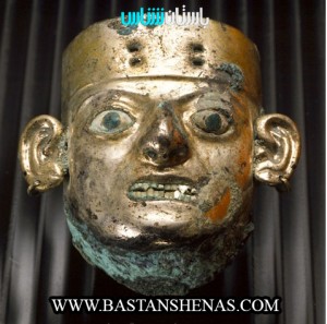 Photograph of a Moche (Mochica) hammered electrochemical gilded